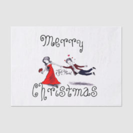 Lady Pulling Husband Funny Wedding Seidenpapier