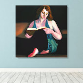 Lady Reading a Book Just Chilling Leinwanddruck (Insitu (Holzboden))