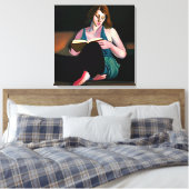 Lady Reading a Book Just Chilling Leinwanddruck (Insitu (Schlafzimmer))