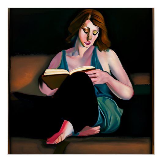 Lady Reading a Book Just Chilling Poster (Vorderseite)