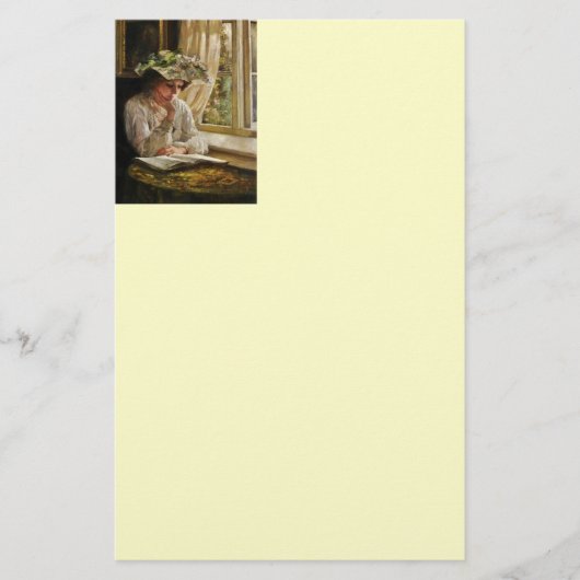 Lady Reading by Window Briefpapier (Vorderseite)