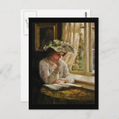 Lady Reading by Window Postkarte (Vorne/Hinten)