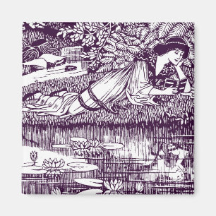 Lady Reading neben einem Teich Magnet