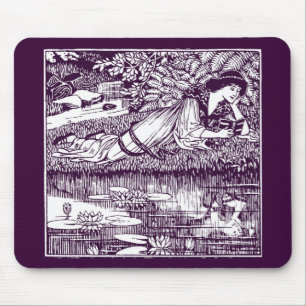 Lady Reading neben einem Teich Mousepad