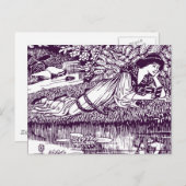 Lady Reading neben einem Teich Postkarte (Vorne/Hinten)