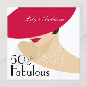 Lady Red hat elegante Perlen 50 & Fabulous Einladung