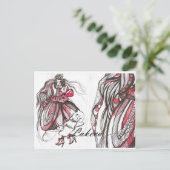 Lady Red Postkarte (Stehend Vorderseite)