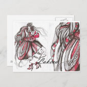 Lady Red Postkarte (Vorne/Hinten)