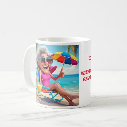 " LADY RETIRED AM STRAND " KAFFEETASSE (Vorderseite Links)