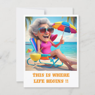 " LADY RETIRED AM STRAND " POSTKARTE