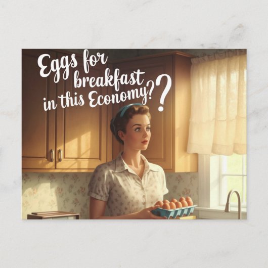 Lady Retro Kücheneier zum Frühstück Postkarte (Vorderseite)