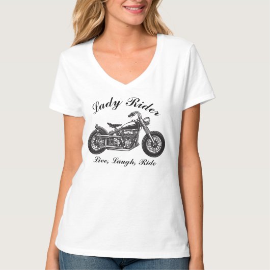 Lady Rider Motorrad Live, Lachen, Reiten T-Shirt (Vorderseite)