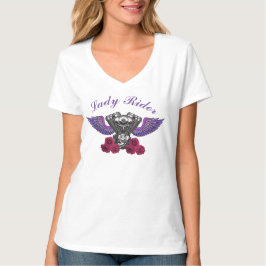 Lady Rider Motorrad Motor Wings Rose T-Shirt