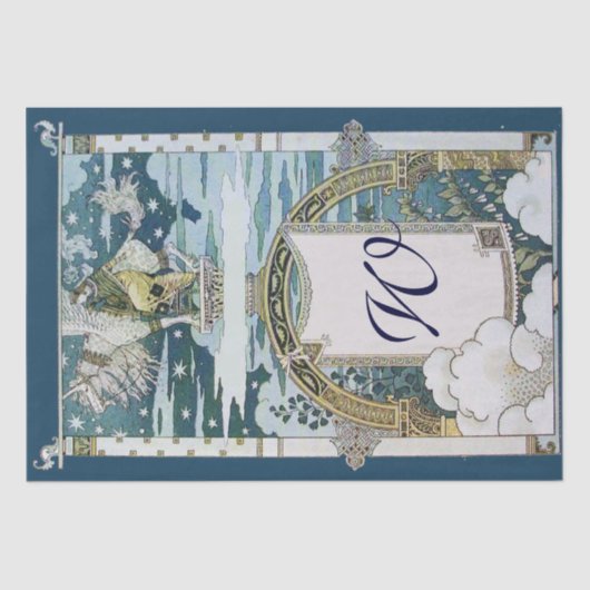 LADY RIDING UNICORN Monogram Seidenpapier (Vorderseite)