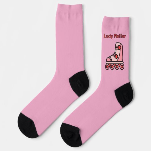 Lady Roller, rosa Inline-Skate auf rosa Socken (Linkes Detail)