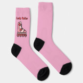 Lady Roller, rosa Inline-Skate auf rosa Socken (Rechts)