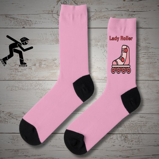 Lady Roller, rosa Inline-Skate auf rosa Socken