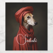 Lady Saluki Dog Weinetikett (Einzelnes Label)