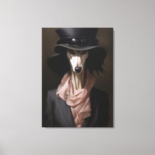 Lady Saluki Top Hat Leinwanddruck (Vorderseite)
