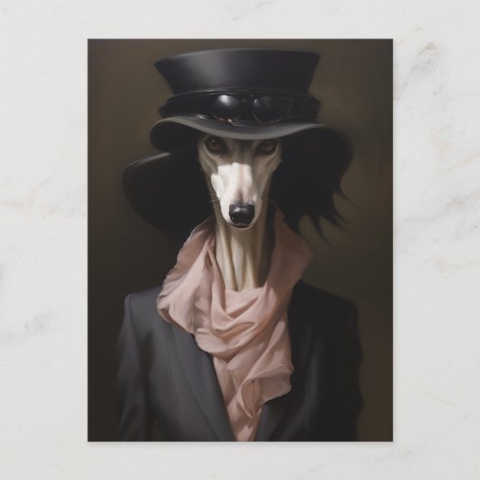 Lady Saluki Top Hat Postkarte (Vorderseite)