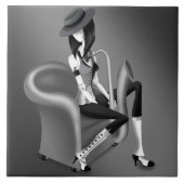 Lady Saxophonist - Jazz Inspiriert Dekorative Tile Fliese (Vorderseite)