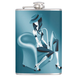 Lady Saxophonist - Jazz-Inspiriert Hip Flask Flachmann
