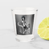 Lady Saxophonist - Jazz-Inspiriert Shot Glass Schnapsglas (Vorderseite)