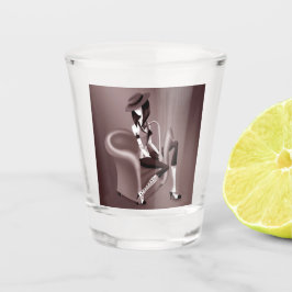 Lady Saxophonist - Jazz-Inspiriert Shot Glass Schnapsglas