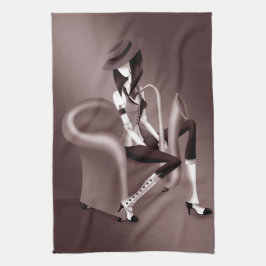 Lady Saxophonist - Jazz-Inspiriert Teetücher Geschirrtuch