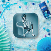 Lady Saxophonist - Jazz-Inspirierte Party-Teller Pappteller (Party)