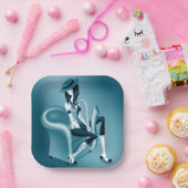 Lady Saxophonist - Jazz-Inspirierte Party-Teller Pappteller (Party)