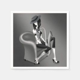 Lady Saxophonist - Jazz Inspiriertes Party Napkins Serviette