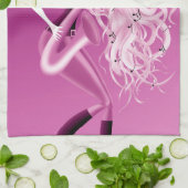 Lady Saxophonist Pink Tea Towel Geschirrtuch (Gefaltet)