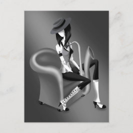 Lady Saxophonist Postcard mit Vintagem Flair Postkarte