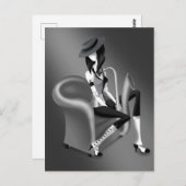 Lady Saxophonist Postcard mit Vintagem Flair Postkarte (Vorne/Hinten)