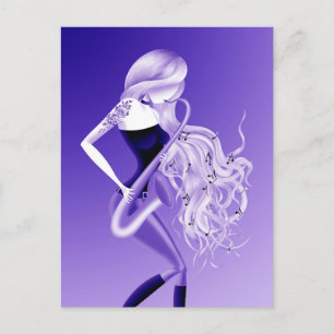 Lady Saxophonistin Blaue Postkarte