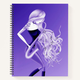 Lady Saxophonistin Musikerin Bluebell Notizblock