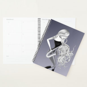 Lady Saxophonistin Musikerin grau monochrom Planer