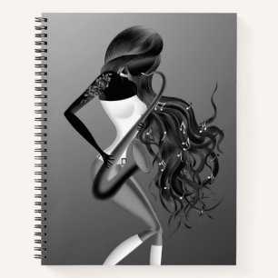 Lady Saxophonistin Musikerin  Luna  Notizblock