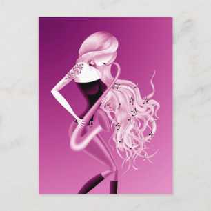 Lady Saxophonistin Pink Postkarte