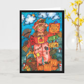 Lady Scarecrow Card Karte (Gelbe Blume)