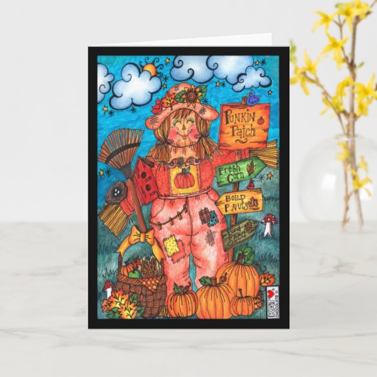 Lady Scarecrow Card Karte (Gelbe Blume)