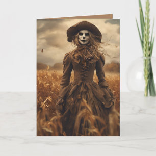 Lady Scarecrow Halloween Feiertagskarte