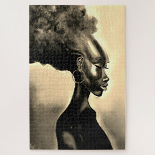 Lady Shy - Hübsche Afrikanische Frau - Zeichnend g Puzzle