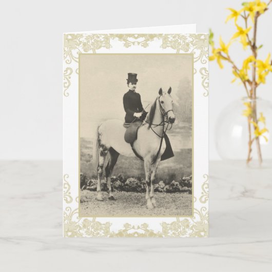 Lady sidesaddle Reiter Geburtskarte Karte (Gelbe Blume)