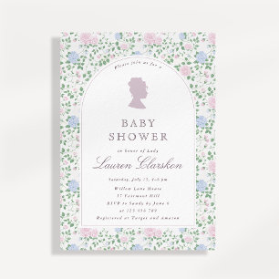 Lady Silhouette Cameo Floral Englischer Garten Bab Einladung