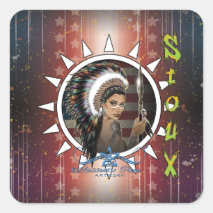 Lady Sioux Quadratischer Aufkleber
