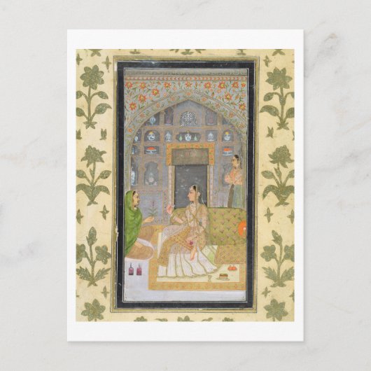 Lady sitzt in einem Pavillon mit Begleitern, aus d Postkarte (Vorderseite)