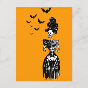 Lady Skelly mit Fledermäusen Postkarte