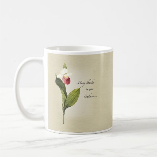 Lady Slipper Blume Danke Freundlichkeit Kaffeetasse (Links)